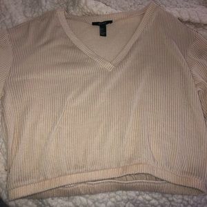 Tan long sleeve crop top
